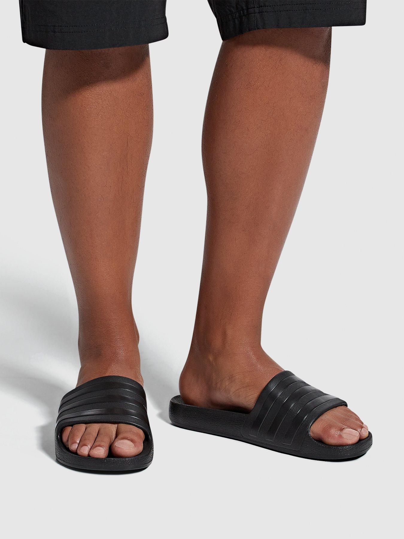 Image 6 of 6 of adidas Mens Adilette Aqua Sliders - Black