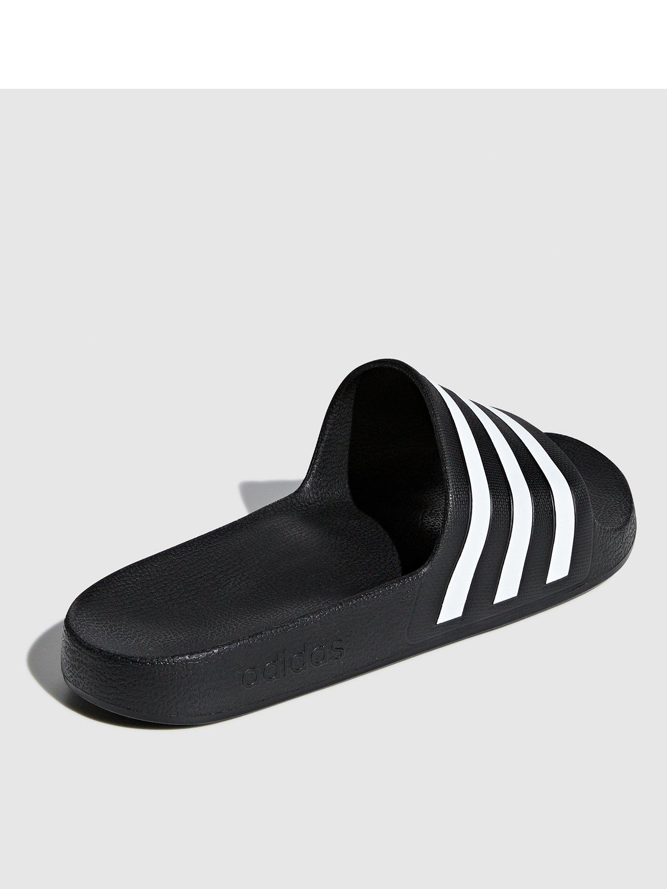 adidas Sportswear Mens Adilette Aqua Sliders Black White littlewoods