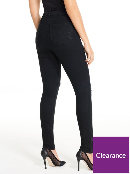 stillFront image of michelle-keegan-premium-skinny-distressed-jeans-black