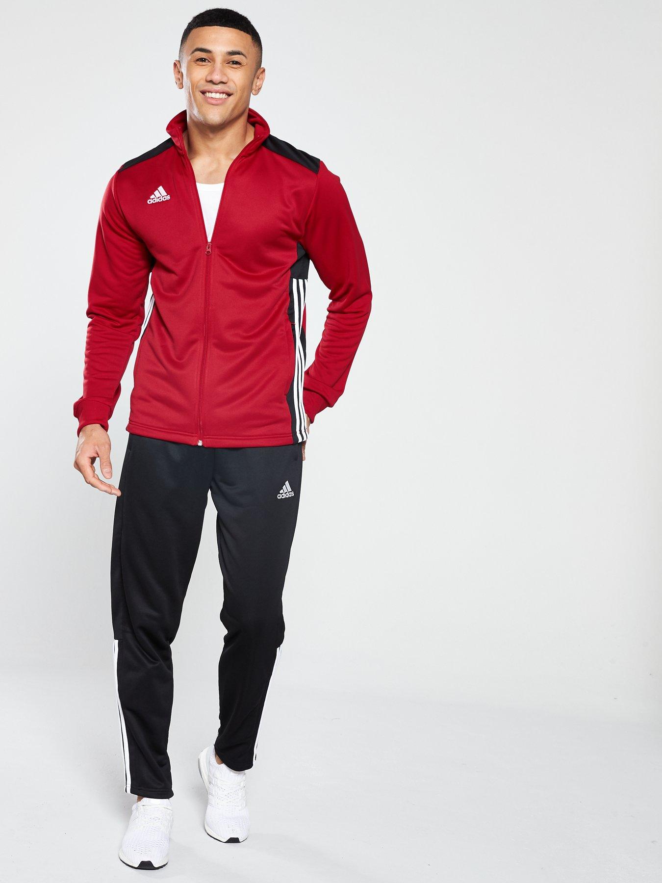 mens red and white adidas tracksuit