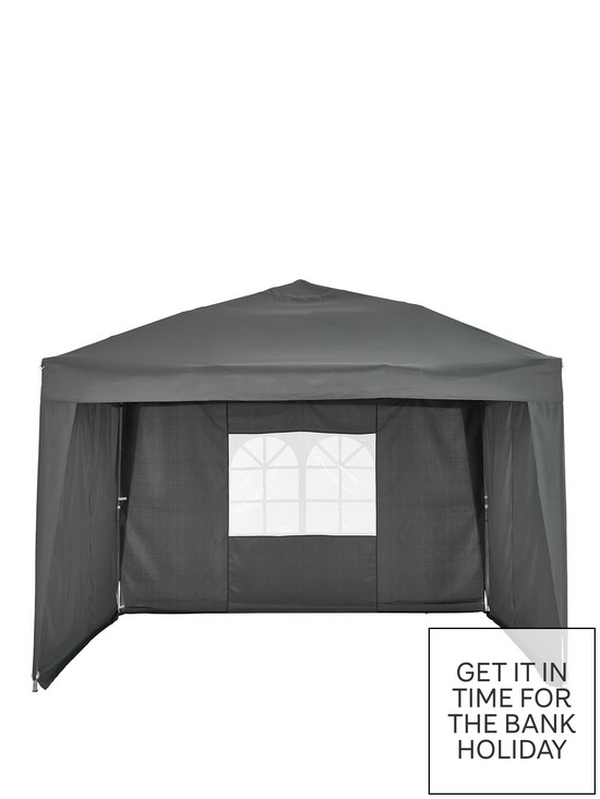 front image of 3-x-3-m-pop-up-gazebo-with-3-side-panels-steel-frame-showerproof-roof-carry-bag