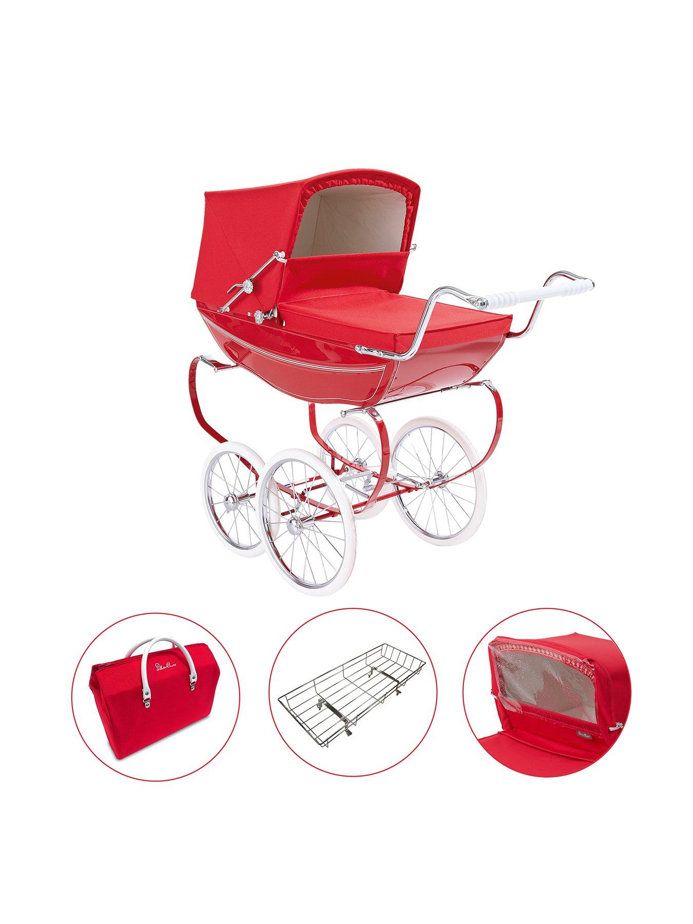 red silver cross dolls pram