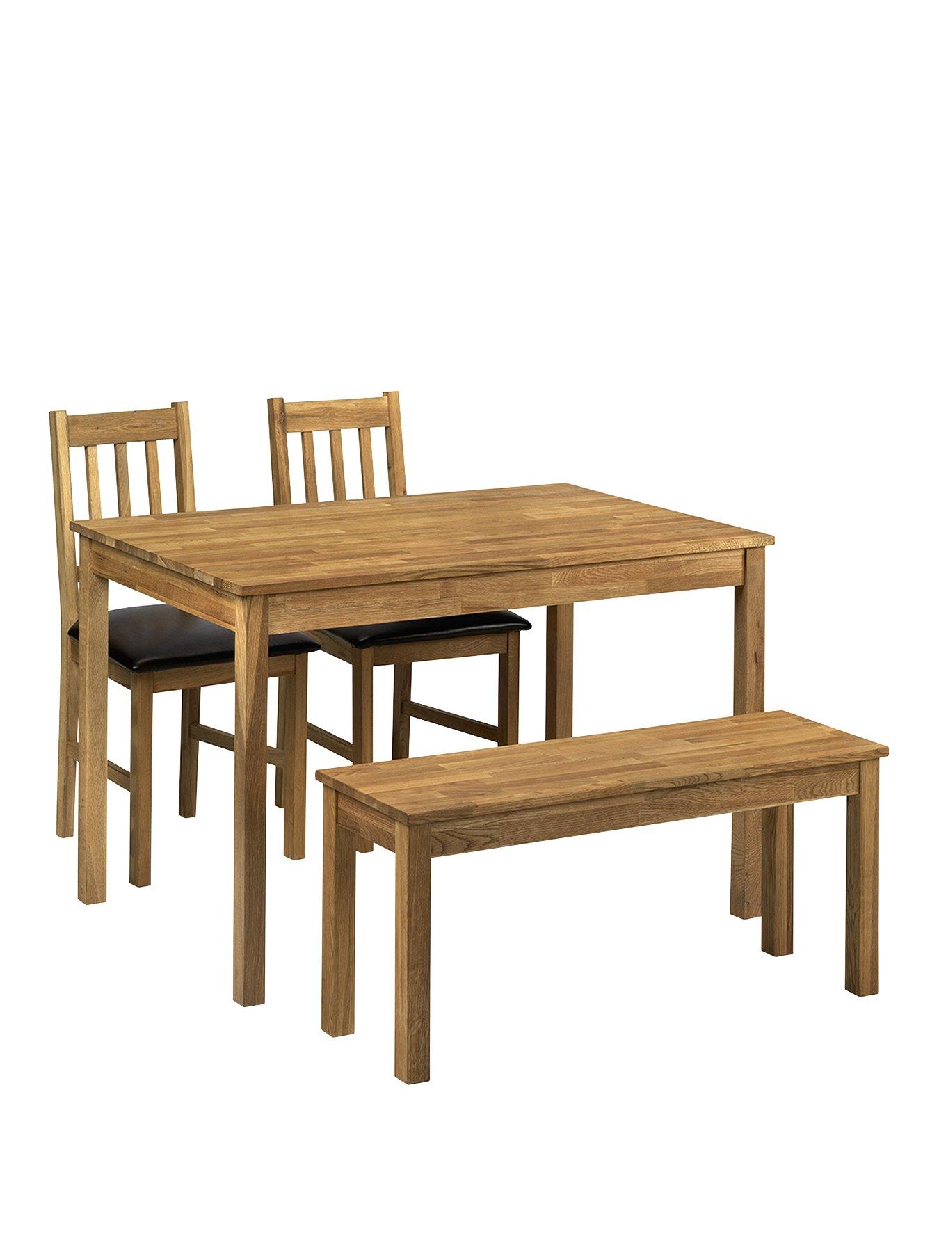  image of julian-bowen-coxmoor-118-cmnbspsolid-oak-dining-table-2-chairs-bench