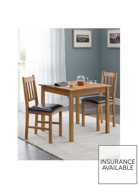 front image of julian-bowen-coxmoor-75-x-75-cmnbspsquare-solid-oak-dining-table-2-chairs