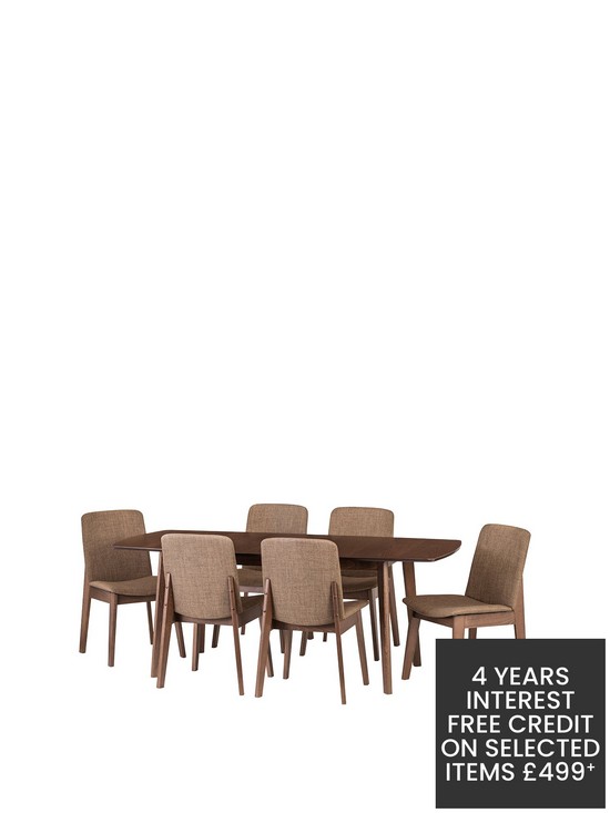 front image of julian-bowen-kensington-150-194-cm-solid-wood-extending-dining-table-6-chairs
