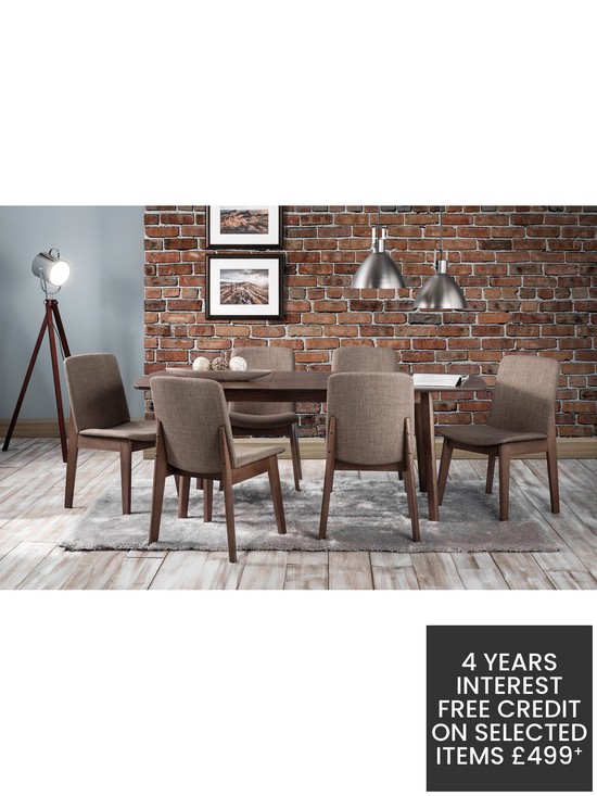 stillFront image of julian-bowen-kensington-150-194-cm-solid-wood-extending-dining-table-6-chairs