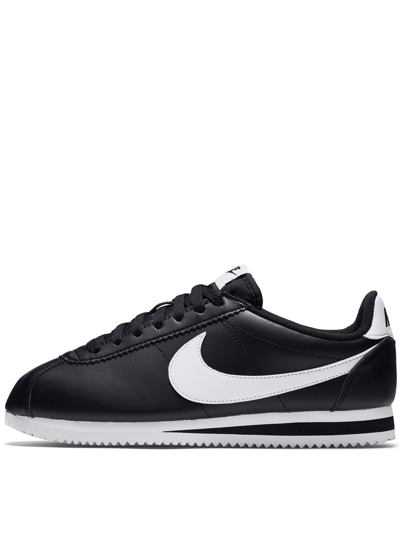 black and white leather cortez