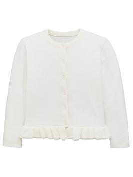 V by Very V By Very Girls Essential Ruffle Frill Hem Cardigan - Cream Picture