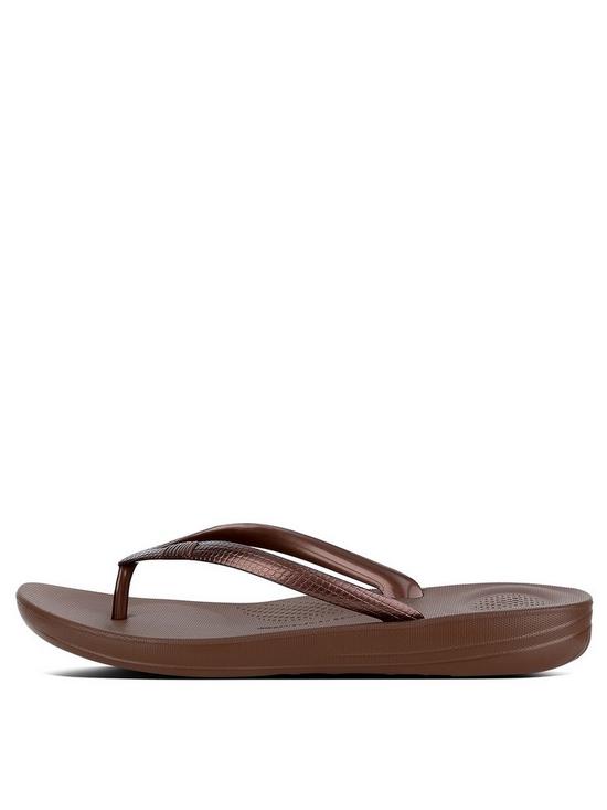 back image of fitflop-iqushion-ergonomic-toe-thong-flip-flop-shoes-bronze