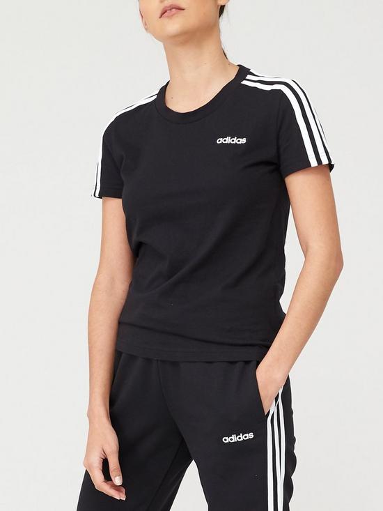 front image of adidas-3-stripe-slim-t-shirt-blacknbsp