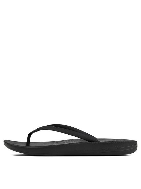 back image of fitflop-iqushion-ergonomic-toe-thong-flip-flop-shoes-black