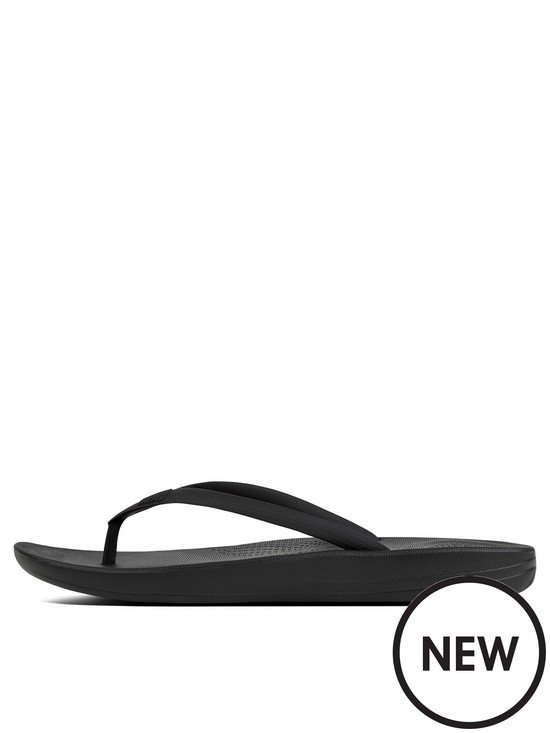 back image of fitflop-iqushion-ergonomic-toe-thong-flip-flop-shoes-black