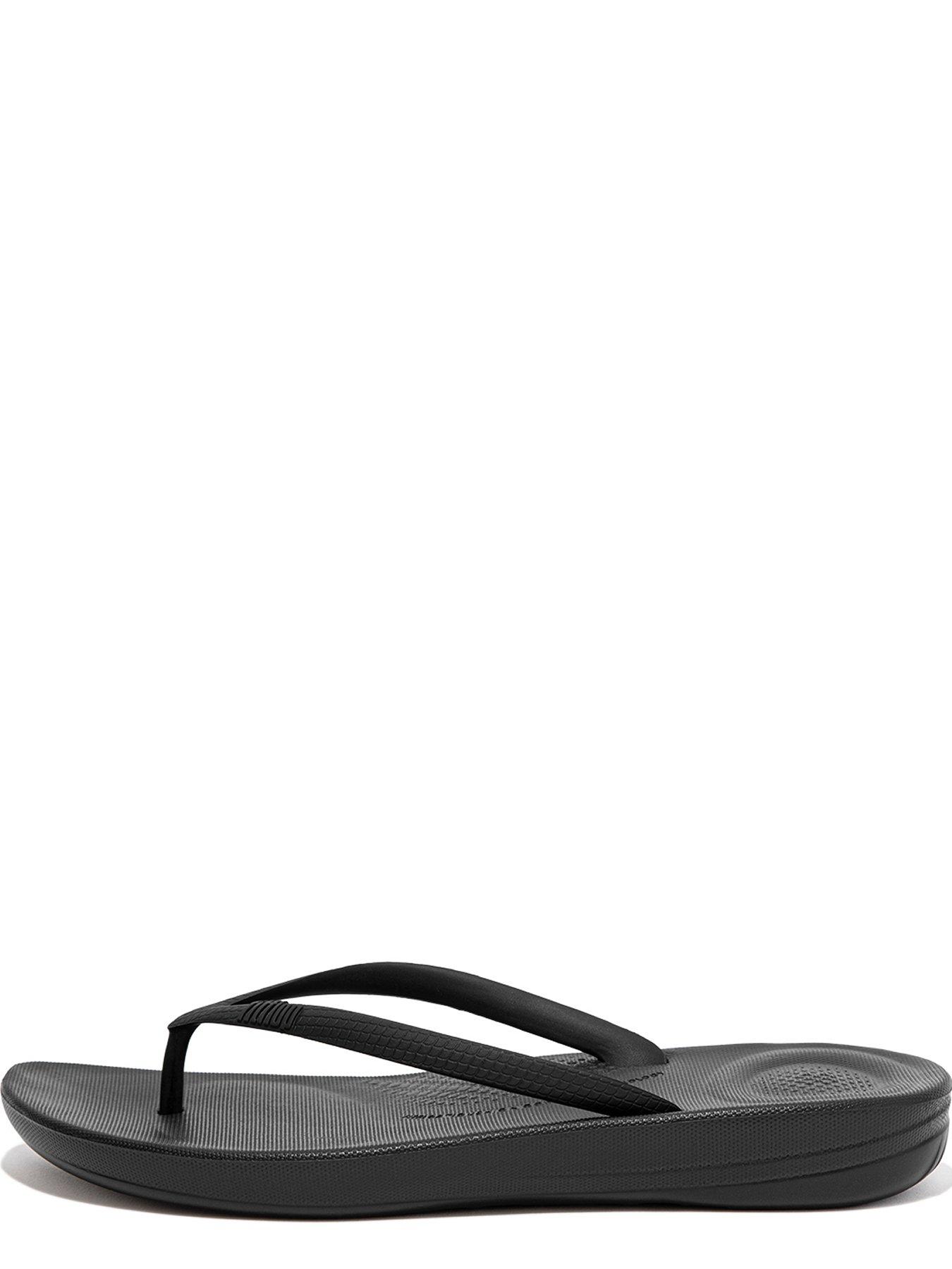 Image 4 of 6 of FitFlop Iqushion Ergonomic Toe Thong Flip Flop Shoes - Black