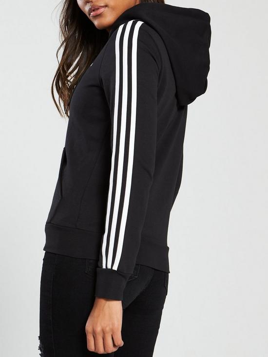 stillFront image of adidas-essentials-3-stripe-full-zip-hoodienbsp--blacknbsp