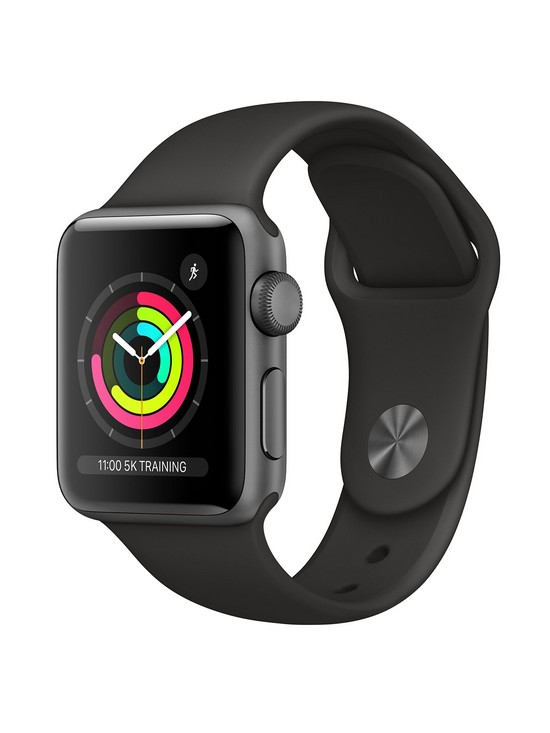 front image of apple-watch-seriesnbsp3-2018-gps-38mm-space-grey-aluminium-case-with-black-sport-band