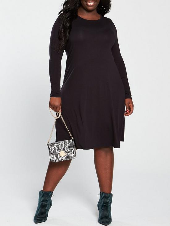 front image of v-by-very-curve-valuenbspjersey-swing-dress-black