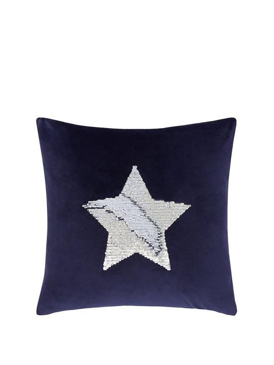 front image of catherine-lansfield-sequin-star-cushion