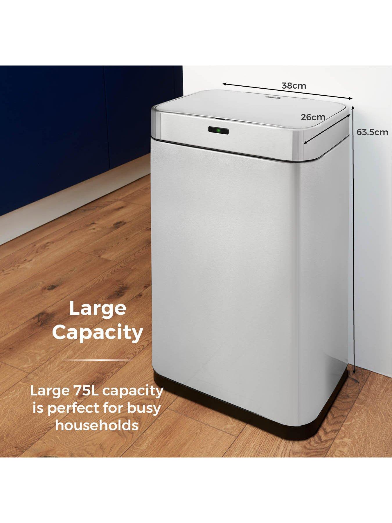  image of tower-75-litre-rectangular-sensor-bin-ndash-matt-steel
