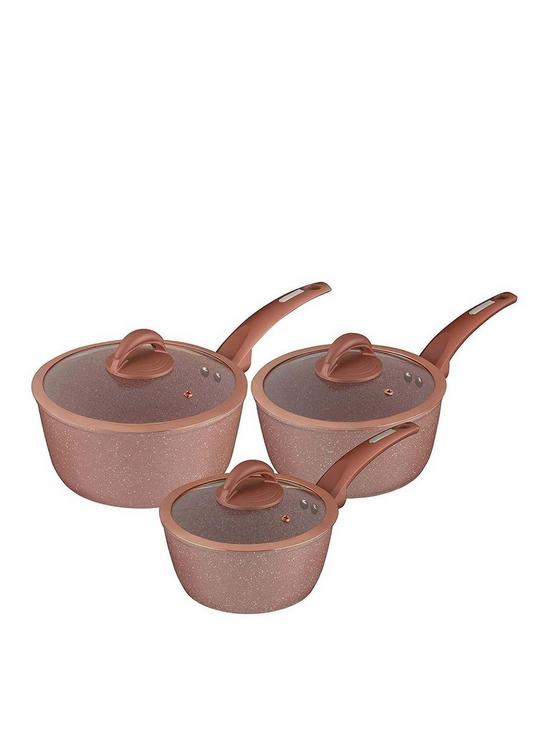 front image of tower-cerastone-rose-edition-set-of-3-saucepans
