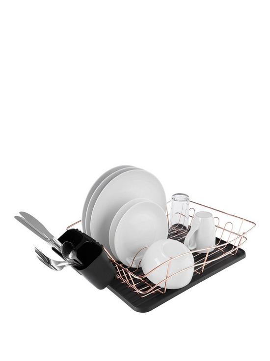 front image of tower-dish-rack-with-rose-gold-tray
