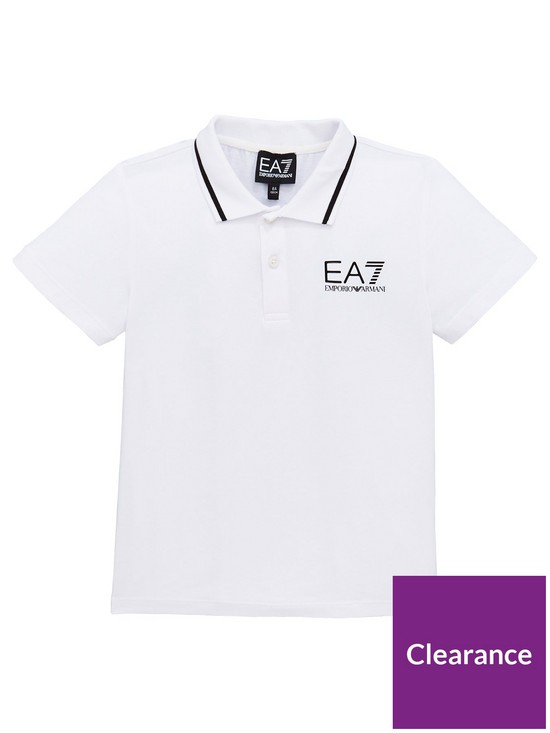 front image of ea7-emporio-armani-boys-short-sleeve-jersey-polo-shirt-white