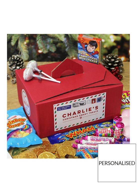 front image of personalised-christmas-sweet-treats-box-from-santa-750-grams