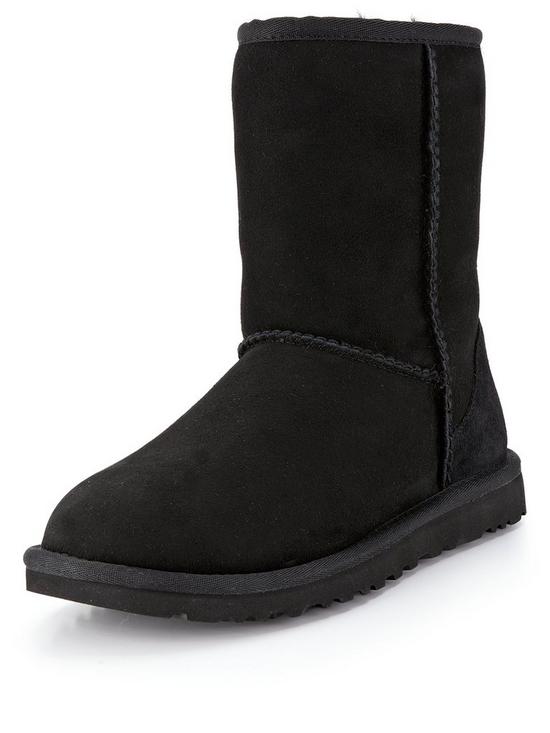 front image of ugg-classic-short-ii-calf-boots-black