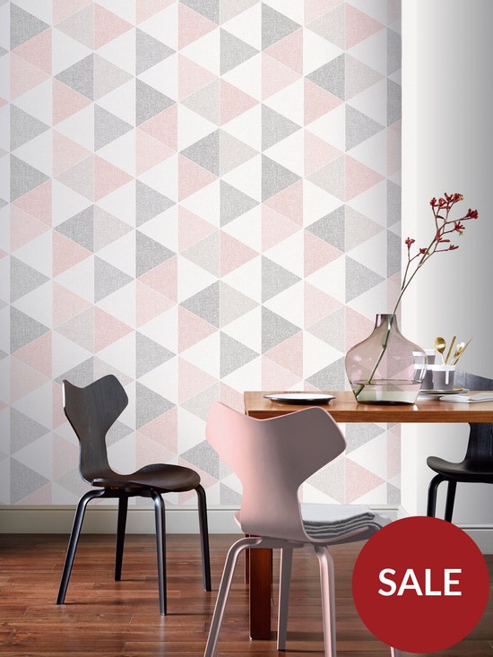 front image of arthouse-nbspscandi-triangle-wallpaper-ndash-pink