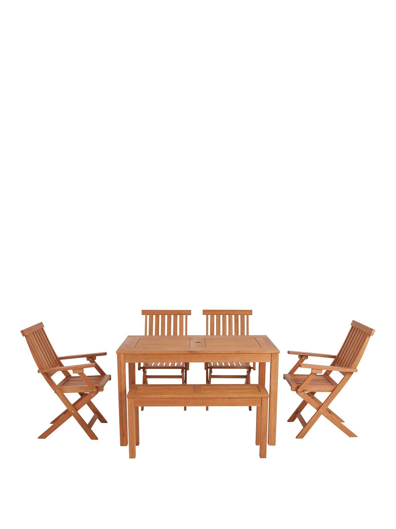 Lingfield Wood Dining Set With Picnic Bench And Chairs