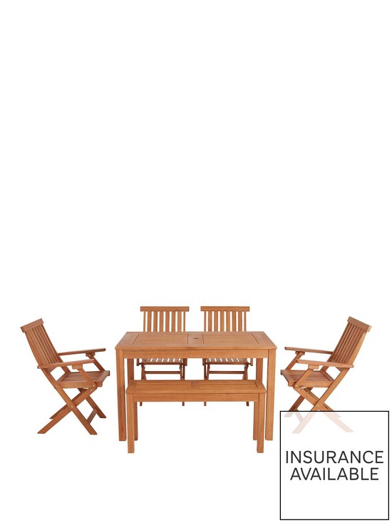 front image of lingfield-wood-dining-set-with-picnic-bench-and-chairs