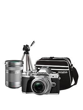 Olympus Om-D E-M10 Mk Iii Compact System Camera Traveller Kit (Silver) Inc 14-42Mm+40-150Mm, Tripod, Bag