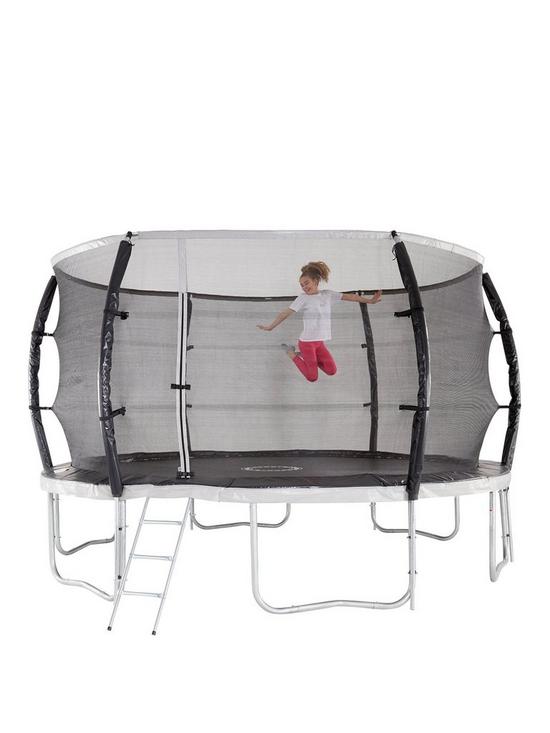front image of sportspower-10ft-titan-super-tube-trampoline-enclosure-ladder