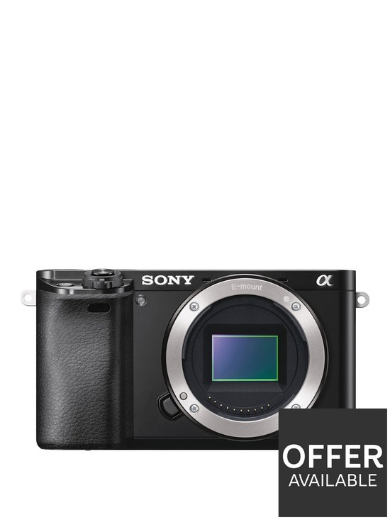 front image of sony-a6000-e-mount-camera-with-aps-c-sensor-black