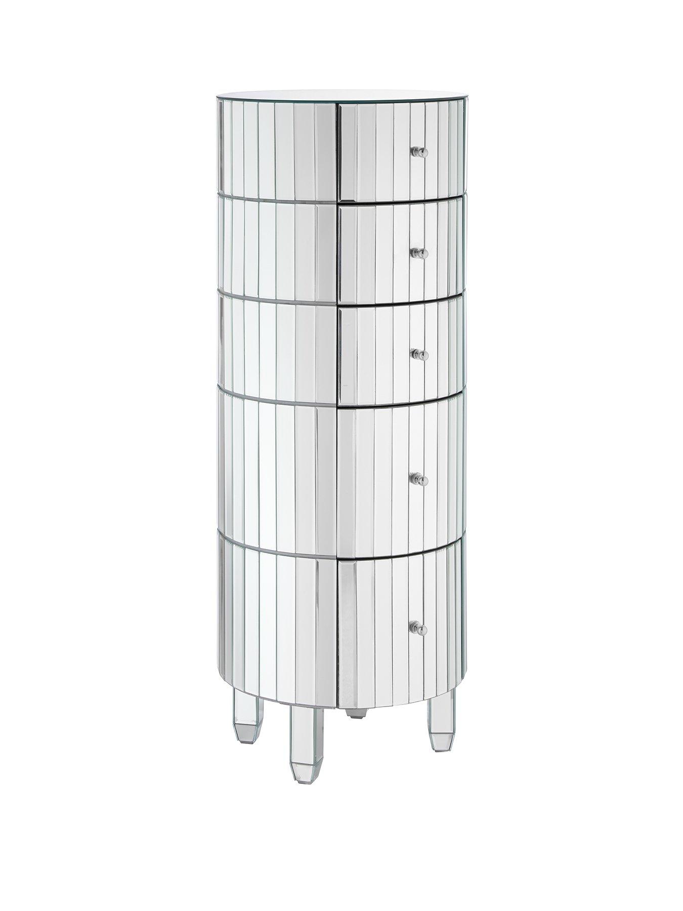 Phoebe Round 5 Drawer Mirrored Chest Littlewoods Com
