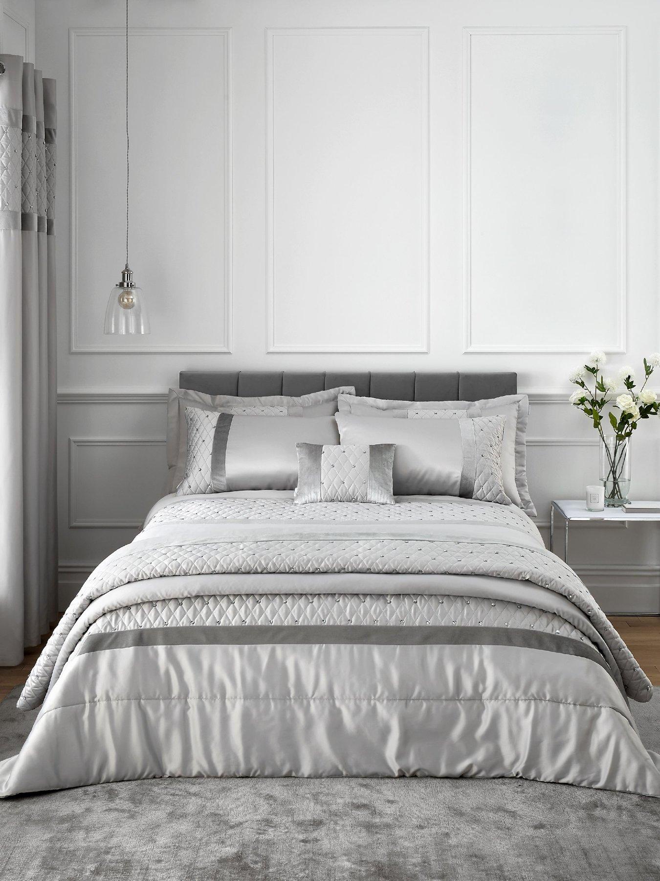 Image 1 of 6 of Catherine Lansfield Sequin Cluster Duvet Cover Set - Silver Grey