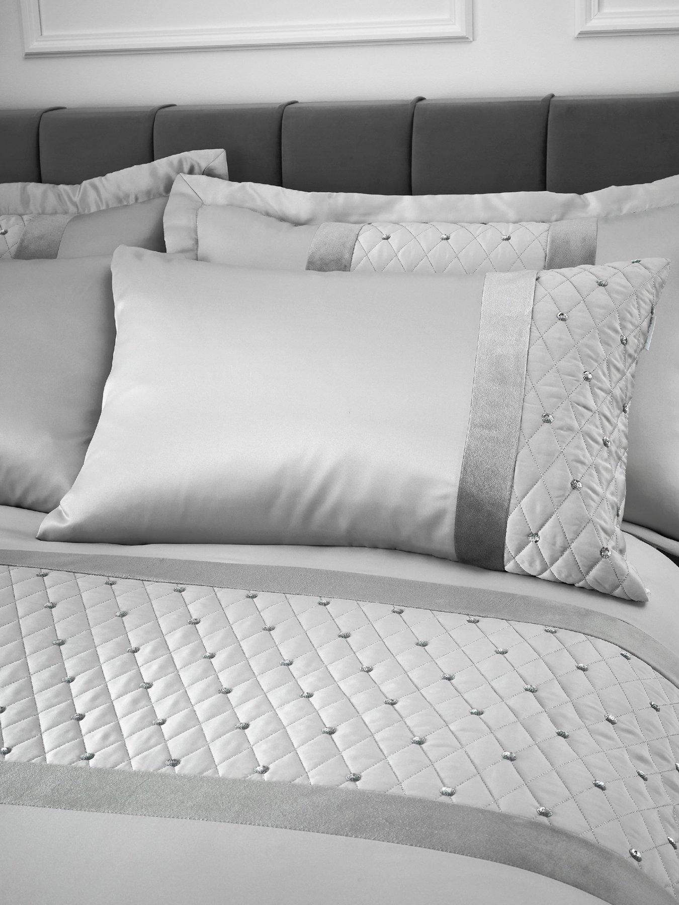 Catherine Lansfield Sequin Cluster Duvet Cover Set Silver Grey