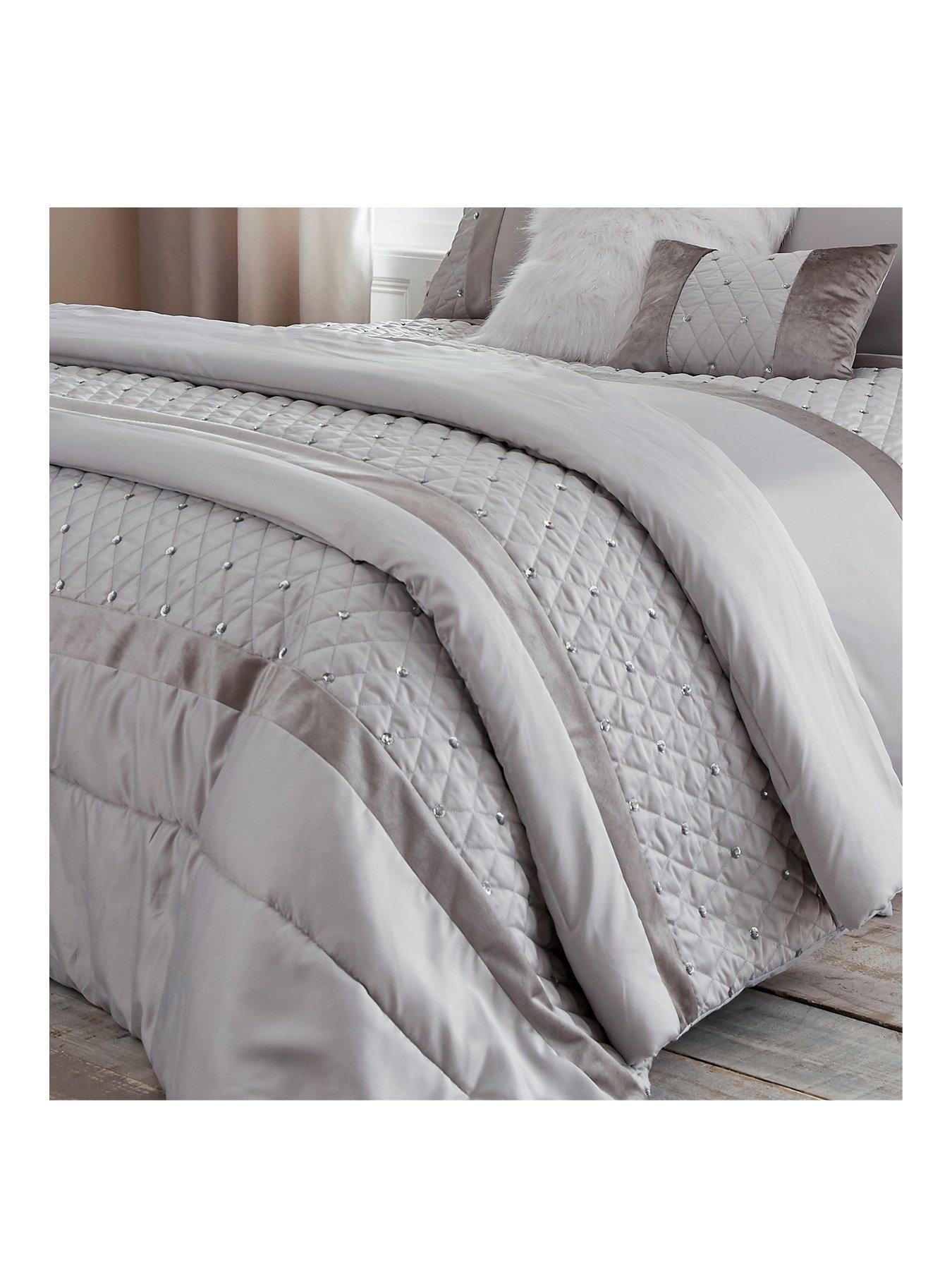 Image 2 of 4 of Catherine Lansfield Sequin Cluster Bedspread Throw - Silver