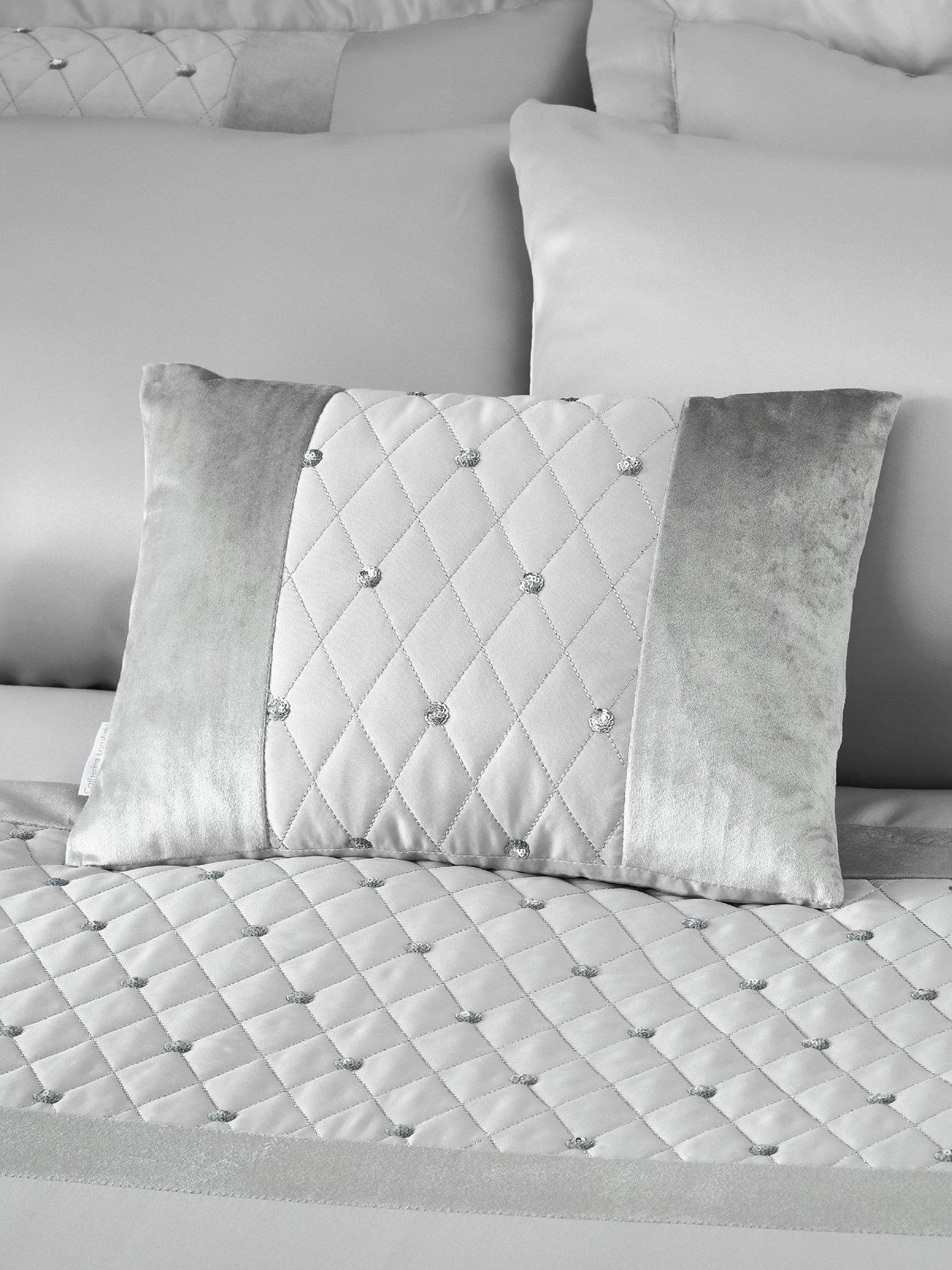 Image 1 of 5 of Catherine Lansfield Sequin Cluster Cushion - Silver