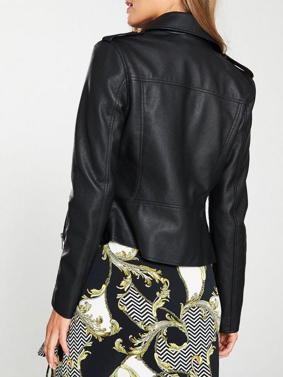 stillFront image of v-by-very-faux-leather-pu-jacket-black