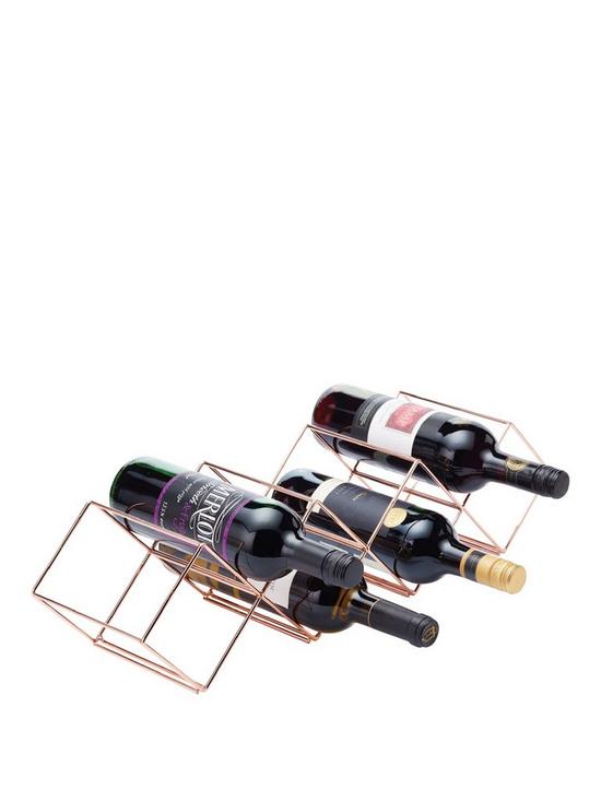 front image of kitchencraft-barcraft-rose-gold-finish-stackable-wine-rack
