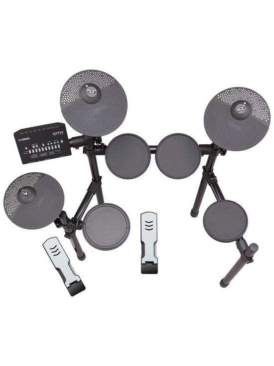 stillFront image of yamaha-dtx402-electronic-drum-kit-with-sticks-drum-throne-headphones-and-online-lessons