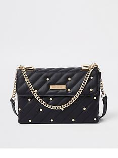 Handbags Womens Bags Purses Littlewoods River Island Pearl Detail Quilted Bag Black