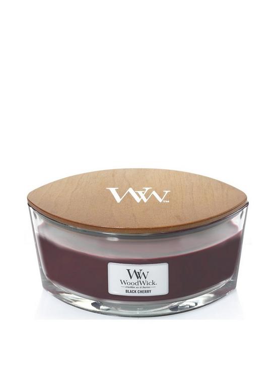 front image of woodwick-ellipse-candle-ndash-black-cherry