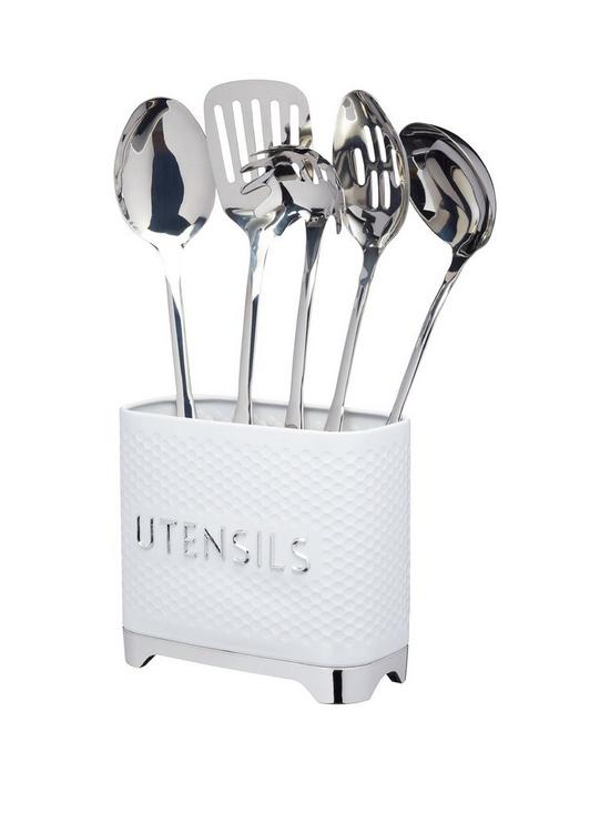 front image of kitchencraft-lovello-utensil-store-ndash-ice-white