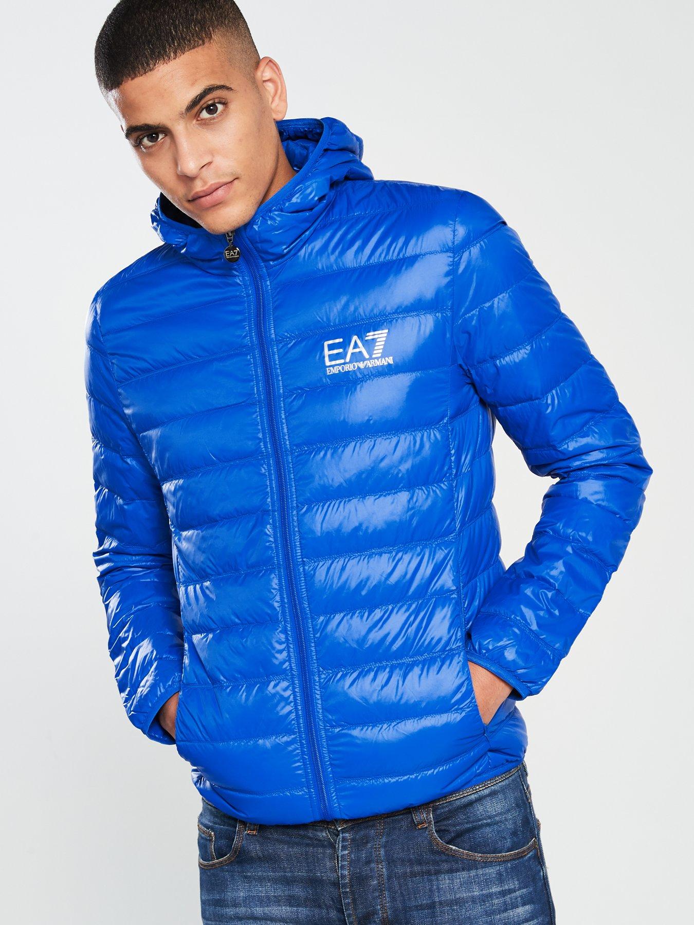 Ea7 Emporio Armani Core Id Hooded Down Jacket Royal Blue Littlewoods Com