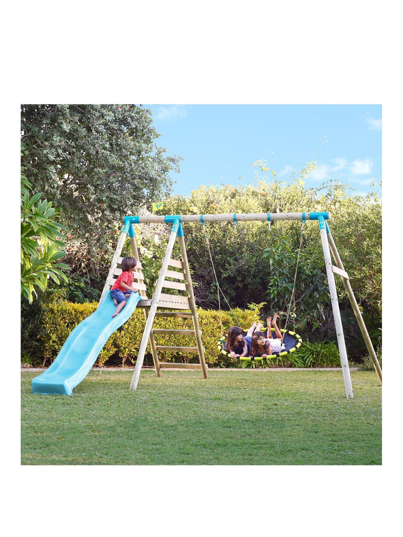 saucer swing and slide set