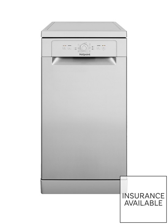 front image of hotpoint-hsfe1b19sukn-10-place-slimline-dishwasher-with-quick-wash-silver