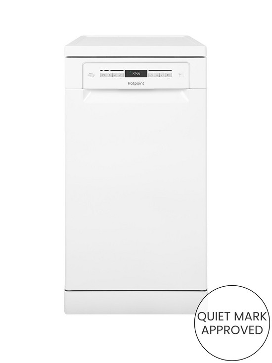 front image of hotpoint-clover-hsfo3t223wukn-10-place-slimline-dishwasher-with-quick-wash-and-3d-zone-wash-white