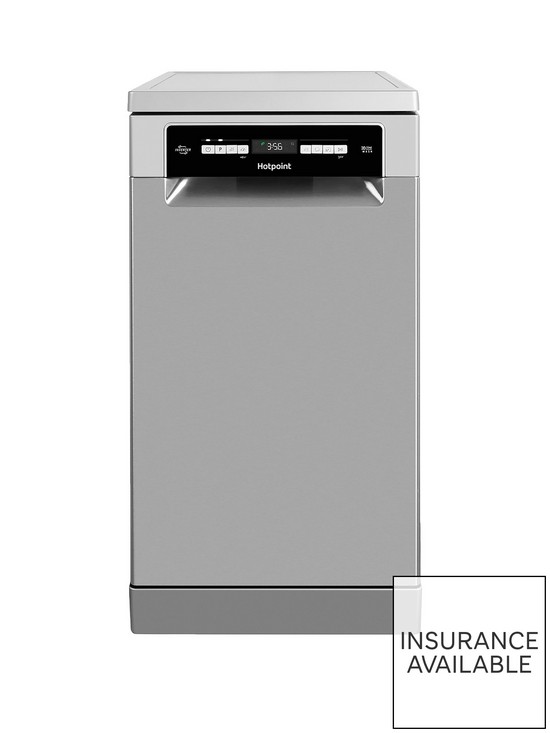 front image of hotpoint-hsfo3t223wxukn-10-place-slimline-dishwasher-with-quick-wash-and-3d-zone-wash-inox