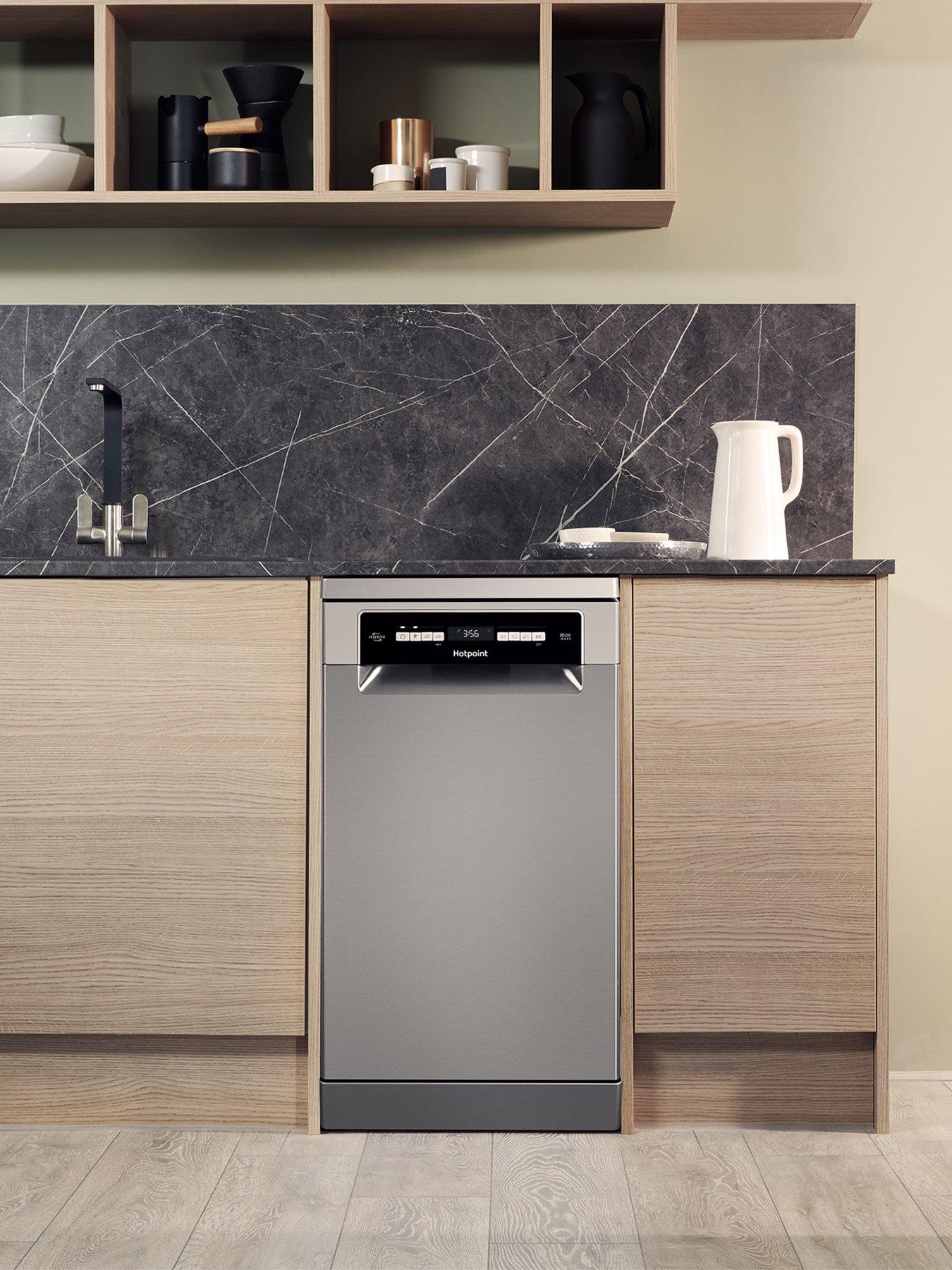  image of hotpoint-hsfo3t223wxukn-10-place-slimline-dishwasher-with-quick-wash-and-3d-zone-wash-inox